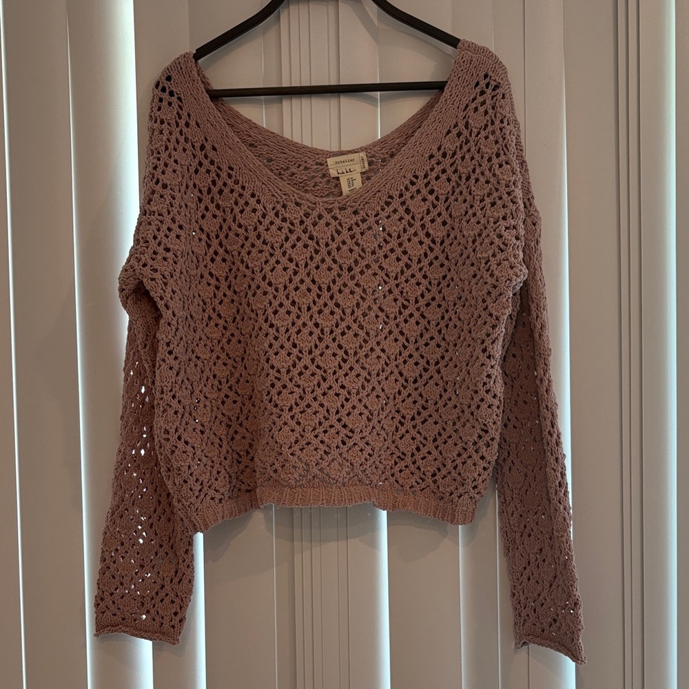 Nicole Miller Dusty Pink V-Neck Sweater